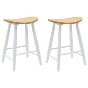 vidaXL Dining Chairs 2 pcs Solid Rubber Wood White 46 x 37 x 63 cm