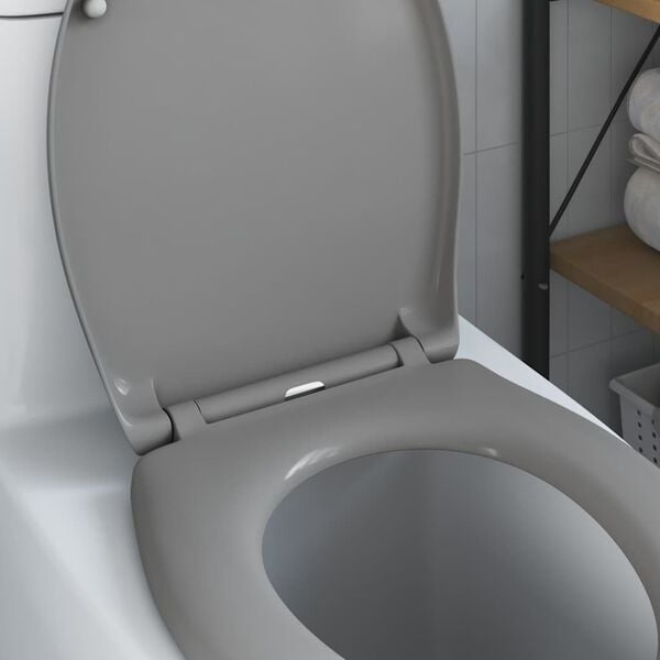 vidaXL Toilet Seat Grey 47 x 37 x 4 cm Duroplast