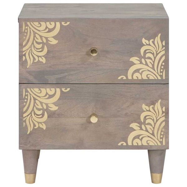 vidaXL Bedside Cabinet Grey 40 x 33 x 46 cm Solid Mango Wood