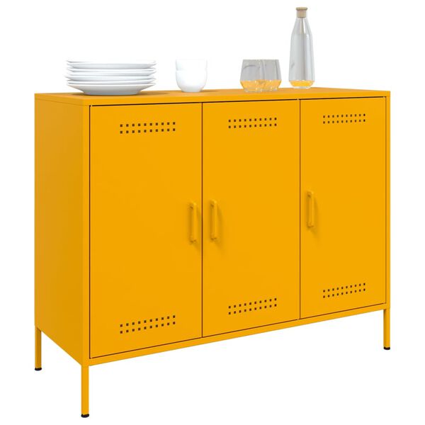 vidaXL Sideboard Mustard Yellow 100.5x39x79 cm Steel