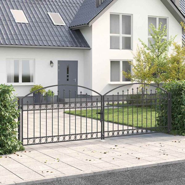 vidaXL Fence gate with Lock Grey 400 x 125 cm Steel