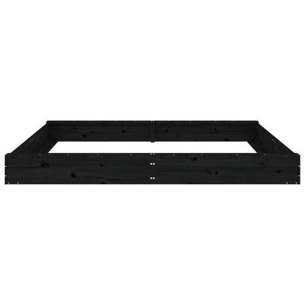 vidaXL Sandbox with Seats Black Square Solid Wood Pine