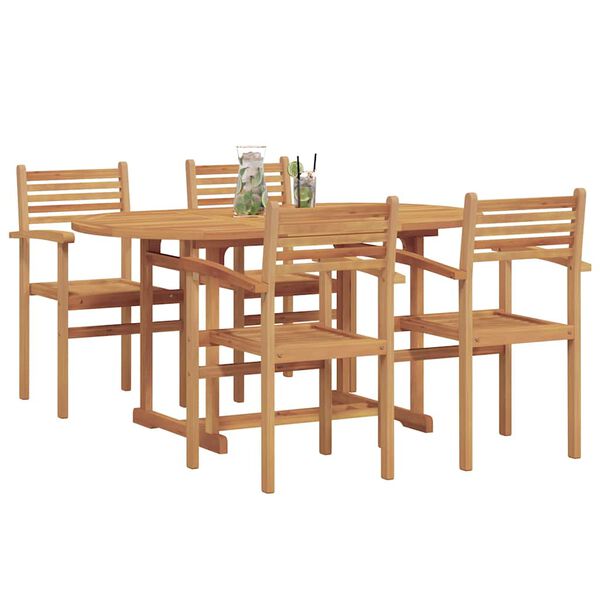 vidaXL Garden Dining Set 5 pcs Natural Solid Acacia Wood