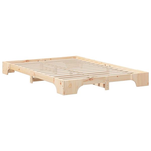 vidaXL Bed Frame Brown 140 x 210 cm Solid Pine Wood