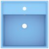 vidaXL Luxury Basin Overflow Square Matt Light Blue 41x41 cm Ceramic