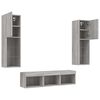 vidaXL 5 Piece TV Wall Units with LED Grey Sonoma Engineered Wood