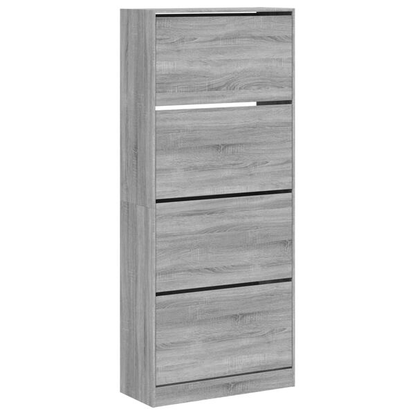 vidaXL Shoe Cabinet with 4 Flip-Drawers Grey Sonoma 80x34x187.5 cm