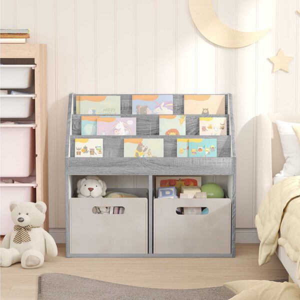 vidaXL Kids Bookshelf Grey Sonoma 72.5 x 29.5 x 69 cm Engineered Wood