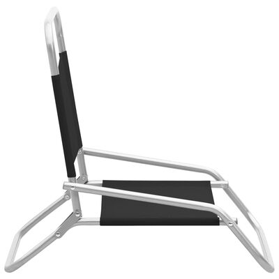 vidaXL Folding Beach Chairs 2 pcs Black Fabric