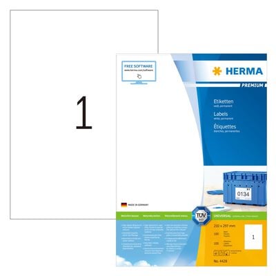 HERMA Permanent Labels PREMIUM A4 210x297 mm 100 Sheets