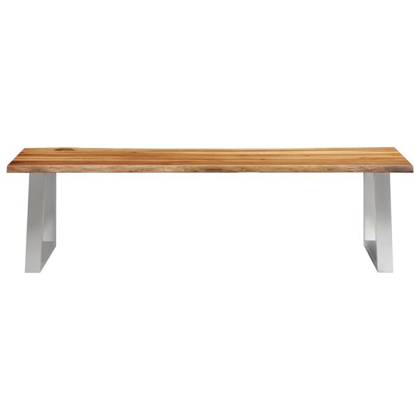 vidaXL Bench 160 cm Solid Acacia Wood and Stainless Steel