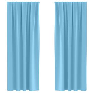 vidaXL Blackout Curtains with Rings 2 pcs Light Blue 225 x 140 cm
