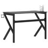 vidaXL Gaming Desk with K Shape Legs Black 110x60x75 cm
