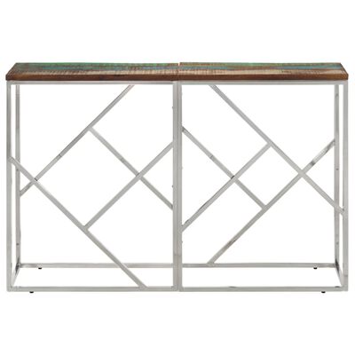 vidaXL Console Table Silver Stainless Steel and Solid Wood Reclaimed