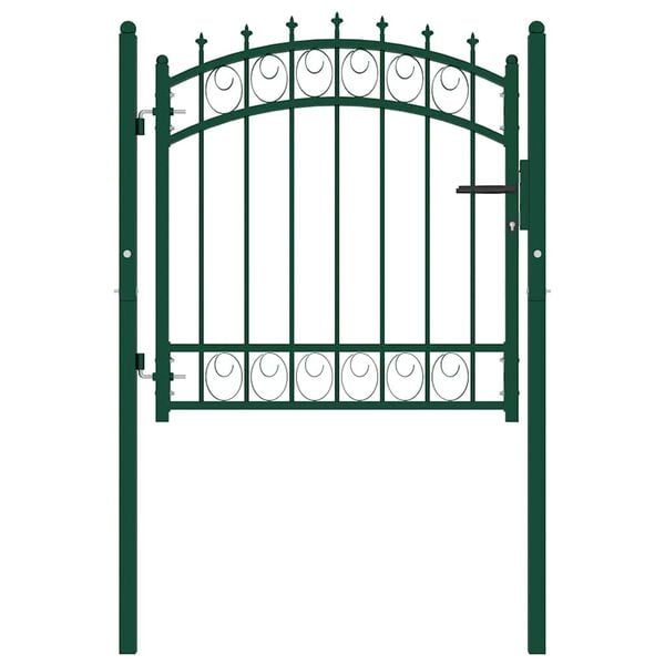 vidaXL Fence Gate Emmen with Spikes Steel 103x97 cm Green