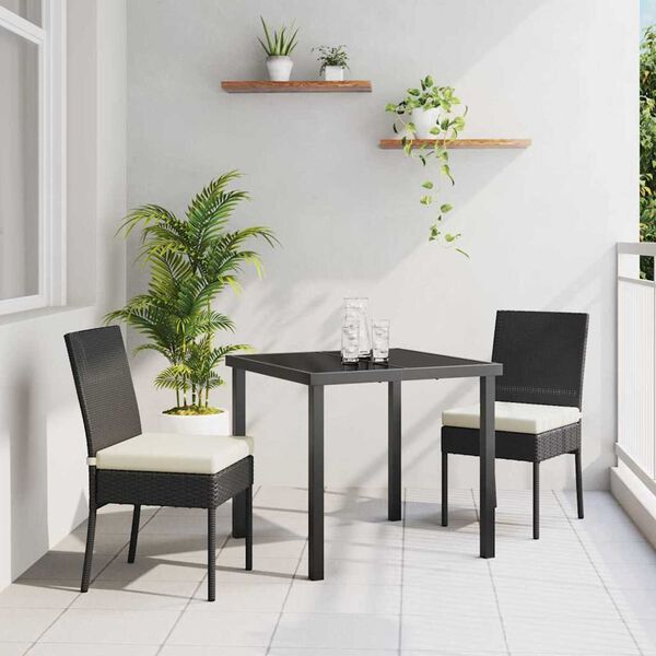 vidaXL Garden Dining Set 3 pcs Cream Powder-Coated Steel
