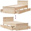 vidaXL Bed Frame without Mattress with Headboard 75x190 cm Small Single Solid Wood Pine