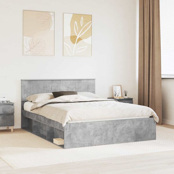 vidaXL Bed Frame Concerte Grey 150 x 200 cm Solid Pine Wood