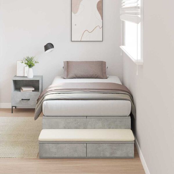 vidaXL Storage Bed Frame Concrete Grey 75 cm Engineered Wood