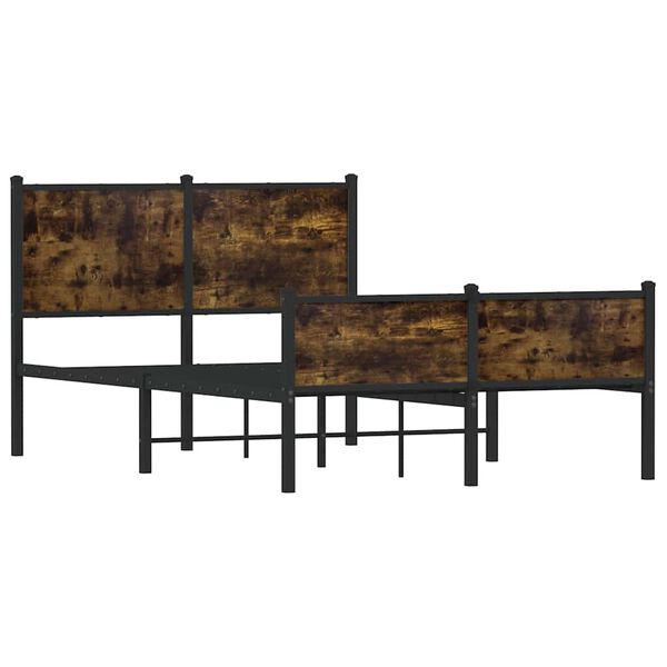 vidaXL Metal Bed Frame without Mattress Smoked Oak 120x200 cm