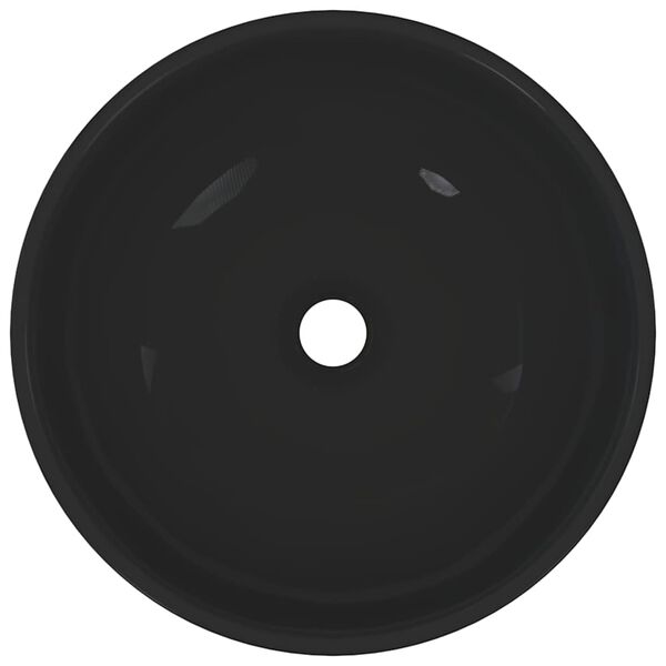 vidaXL Wash Basin Gloss Black &Oslash;28x10 cm Ceramic