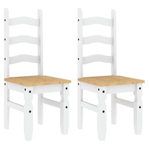 vidaXL Dining Chairs 2 pcs Corona White 42x47x107 cm Solid Wood Pine