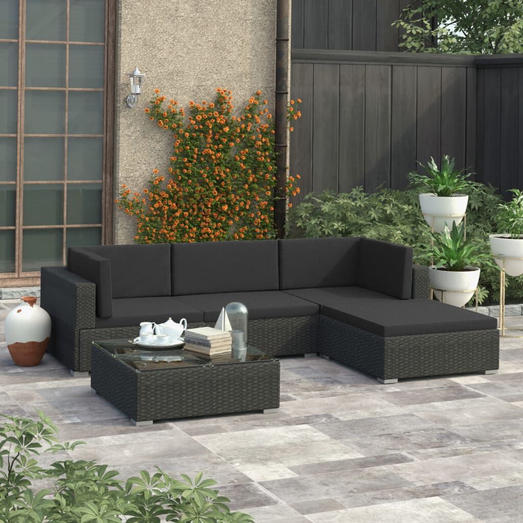 Black rattan hot sale corner sofa garden