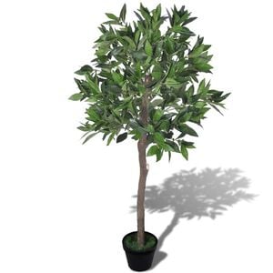 vidaXL Artificial Plant | Green, Brown, Black | Polyester, Wood, Plastic, Iron
