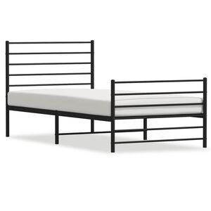 vidaXL Metal Bed Frame without Mattress with Footboard Black 90x190cm