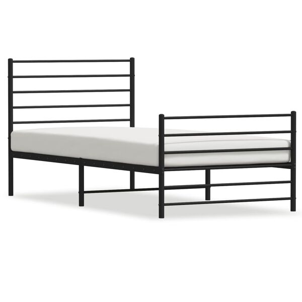 vidaXL Metal Bed Frame without Mattress with Footboard Black 90x190cm