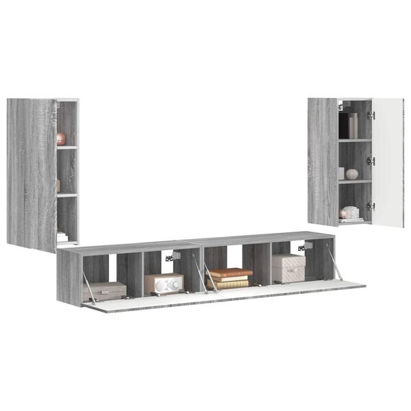 vidaXL TV Cabinet Set 4 pcs Grey Sonoma Engineered Wood