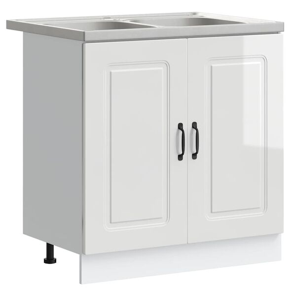 vidaXL Kitchen Cabinet with Door Kalmar Glossy White 80 x 46 x 81.5 cm