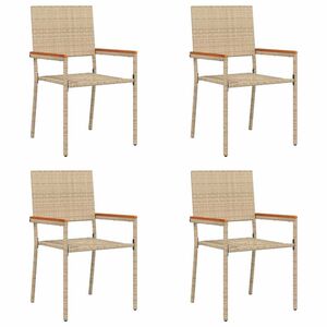 vidaXL Garden Stacking Chairs 4 pcs Cream and Brown