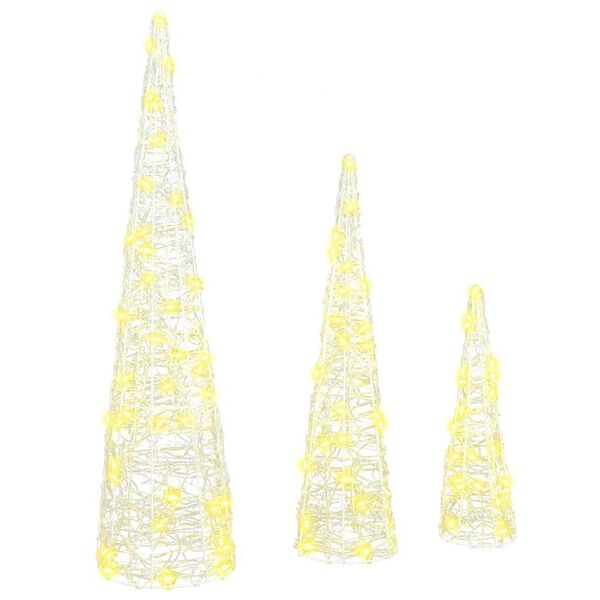 vidaXL Christmas Tree 3 pcs Warm white 20 x 20 x 80 cm Acrylic