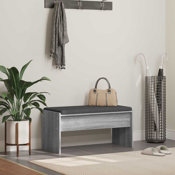vidaXL Hall Bench with Cushion Grey Sonoma 83 x 38 x 40 cm
