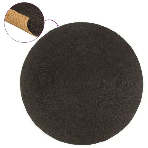 vidaXL Braided Rug Reversible Anthracite and Natural 150 cm Jute Round