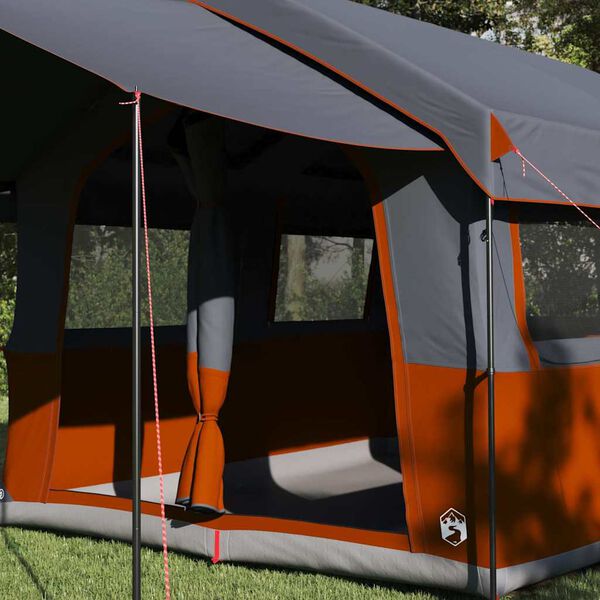vidaXL Family Tent with Roof Grey and Orange 324 x 255 x 230 cm