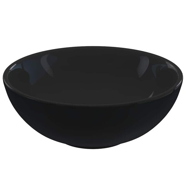 vidaXL Wash Basin Gloss Black &Oslash;28x10 cm Ceramic