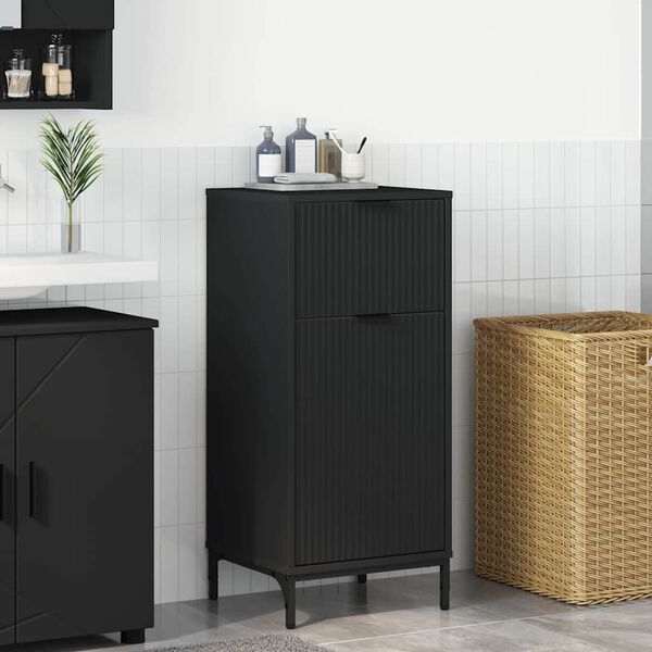 vidaXL Bathroom Cabinet with Drawer with Door Black 39.5 x 36 x 88 cm