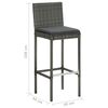 vidaXL Garden Bar Stools with Cushions 4 pcs Grey Poly Rattan