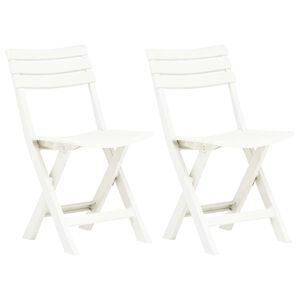 vidaXL Folding Garden Chairs 2 pcs Plastic White