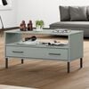 vidaXL Coffee Table with Metal Legs Grey 85x50x45 cm Solid Wood OSLO