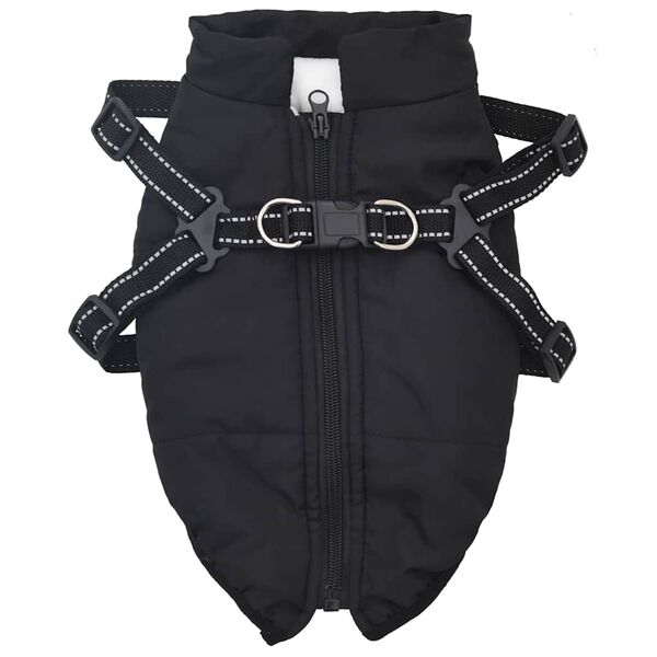 vidaXL Dog Coat with Harness Waterproof Reflective Black S