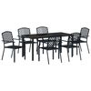 vidaXL Garden Dining Set 7 pcs Anthracite Powder-Coated Steel
