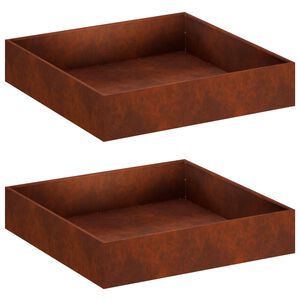 vidaXL Garden Planter 2 pcs Rusty 80 x 80 x 20 cm Weathering Steel