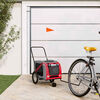 vidaXL Pet Bike Trailer Red and Grey Oxford Fabric and Iron