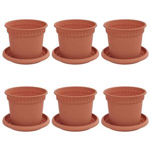 vidaXL Plant Pots 6 pcs Brick Red Plastic