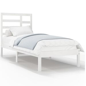 vidaXL Bed Frame without Mattress White Solid Wood 100x200 cm