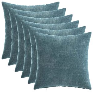 vidaXL Cushion Cover 6 pcs HEERLEN Blue 30 x 30 cm Chenille Fabric
