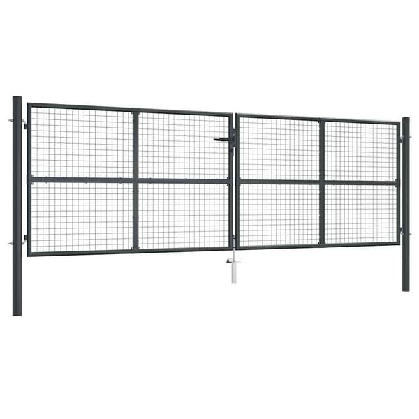 vidaXL Mesh Garden Gate Galvanised Steel 400x125 cm Grey